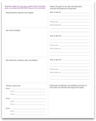 Tips and a worksheet for Individualized Education Plan (IEP) meetings brochure